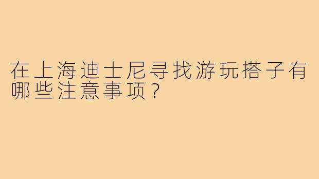 在上海迪士尼寻找游玩搭子有哪些注意事项？