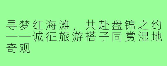 寻梦红海滩，共赴盘锦之约——诚征旅游搭子同赏湿地奇观