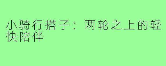 小骑行搭子：两轮之上的轻快陪伴