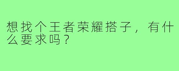 想找个王者荣耀搭子，有什么要求吗？
