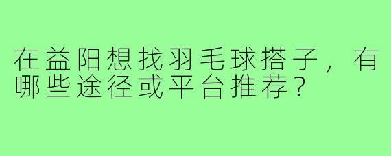 在益阳想找羽毛球搭子，有哪些途径或平台推荐？