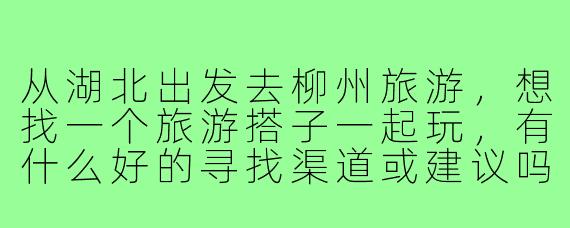 从湖北出发去柳州旅游，想找一个旅游搭子一起玩，有什么好的寻找渠道或建议吗？