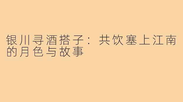 银川寻酒搭子：共饮塞上江南的月色与故事