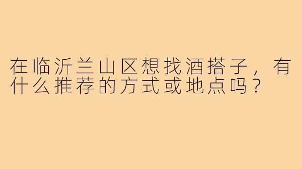 在临沂兰山区想找酒搭子，有什么推荐的方式或地点吗？