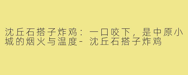 沈丘石搭子炸鸡：一口咬下，是中原小城的烟火与温度-沈丘石搭子炸鸡