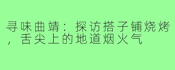 寻味曲靖：探访搭子铺烧烤，舌尖上的地道烟火气