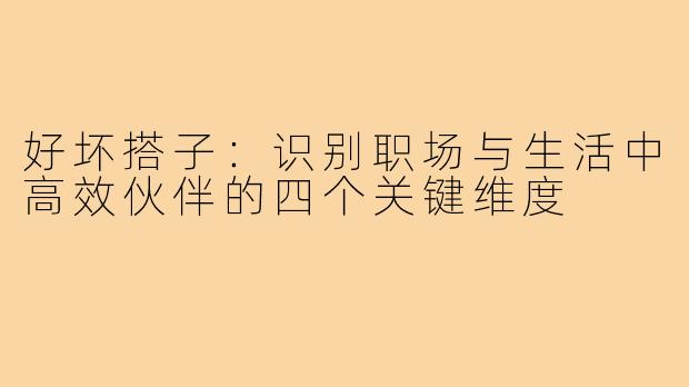 好坏搭子：识别职场与生活中高效伙伴的四个关键维度