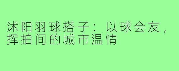 沭阳羽球搭子:以球会友,挥拍间的城市温情