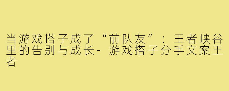 当游戏搭子成了“前队友”：王者峡谷里的告别与成长-游戏搭子分手文案王者