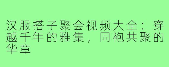 汉服搭子聚会视频大全：穿越千年的雅集，同袍共聚的华章