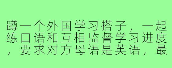 蹲一个外国学习搭子，一起练口语和互相监督学习进度，要求对方母语是英语，最好有时差能带早起的动力，有推荐的方法吗？