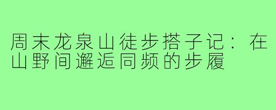 周末龙泉山徒步搭子记：在山野间邂逅同频的步履