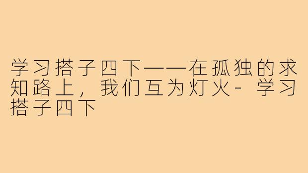 学习搭子四下——在孤独的求知路上，我们互为灯火-学习搭子四下