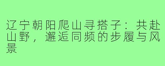 辽宁朝阳爬山寻搭子：共赴山野，邂逅同频的步履与风景