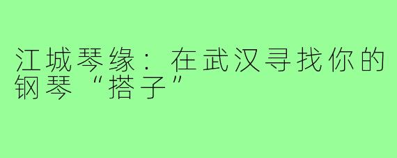江城琴缘:在武汉寻找你的钢琴“搭子”