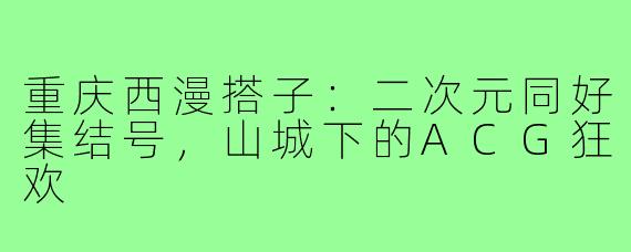 重庆西漫搭子：二次元同好集结号，山城下的ACG狂欢