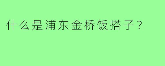 什么是浦东金桥饭搭子？