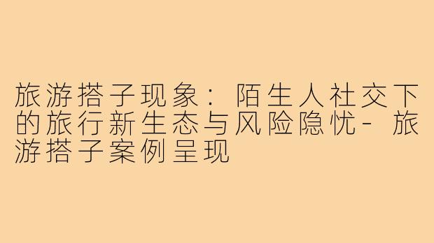 旅游搭子现象：陌生人社交下的旅行新生态与风险隐忧-旅游搭子案例呈现