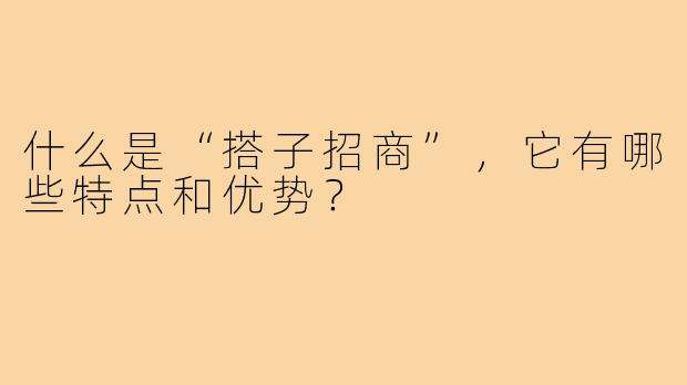 什么是“搭子招商”，它有哪些特点和优势？