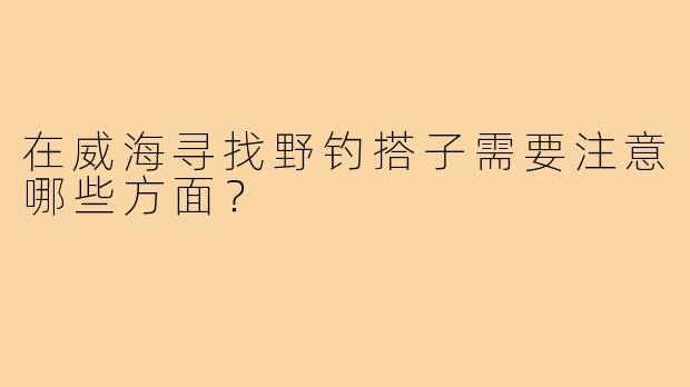 在威海寻找野钓搭子需要注意哪些方面？