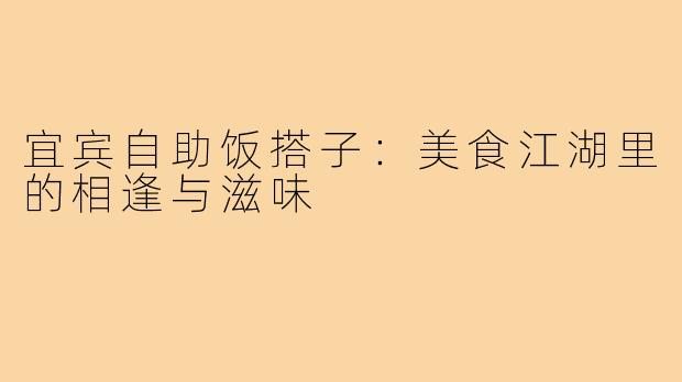 宜宾自助饭搭子：美食江湖里的相逢与滋味
