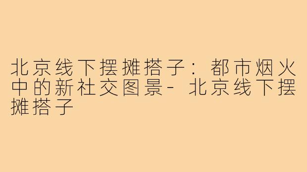北京线下摆摊搭子:都市烟火中的新社交图景-北京线下摆摊搭子
