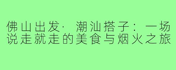 佛山出发·潮汕搭子：一场说走就走的美食与烟火之旅