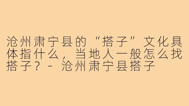 沧州肃宁县的“搭子”文化具体指什么，当地人一般怎么找搭子？-沧州肃宁县搭子