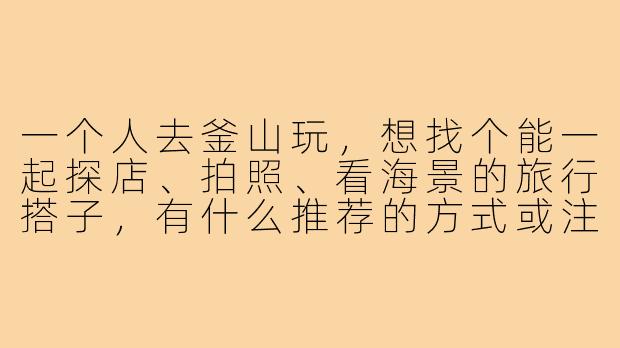 一个人去釜山玩，想找个能一起探店、拍照、看海景的旅行搭子，有什么推荐的方式或注意事项吗？-釜山旅行搭子