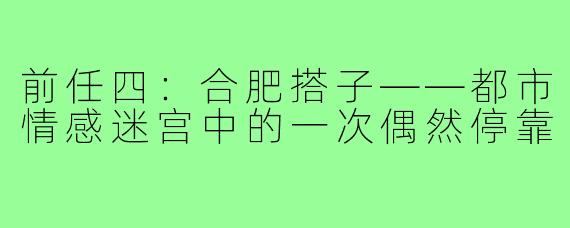 前任四:合肥搭子——都市情感迷宫中的一次偶然停靠