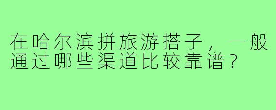 在哈尔滨拼旅游搭子,一般通过哪些渠道比较靠谱?