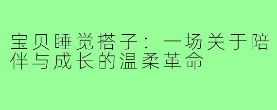 宝贝睡觉搭子：一场关于陪伴与成长的温柔革命