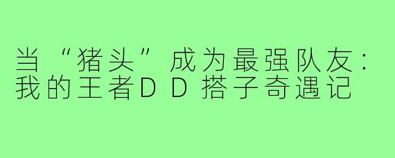 当“猪头”成为最强队友：我的王者DD搭子奇遇记