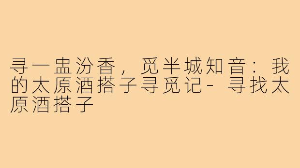寻一盅汾香，觅半城知音：我的太原酒搭子寻觅记-寻找太原酒搭子