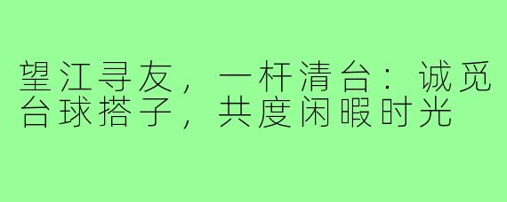 望江寻友，一杆清台：诚觅台球搭子，共度闲暇时光