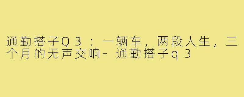 通勤搭子Q3：一辆车，两段人生，三个月的无声交响-通勤搭子q3