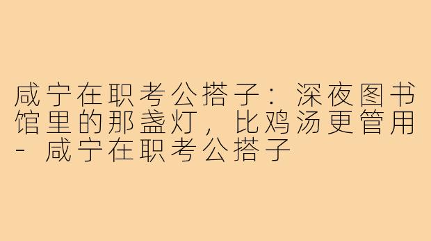 咸宁在职考公搭子：深夜图书馆里的那盏灯，比鸡汤更管用-咸宁在职考公搭子