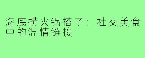 海底捞火锅搭子:社交美食中的温情链接