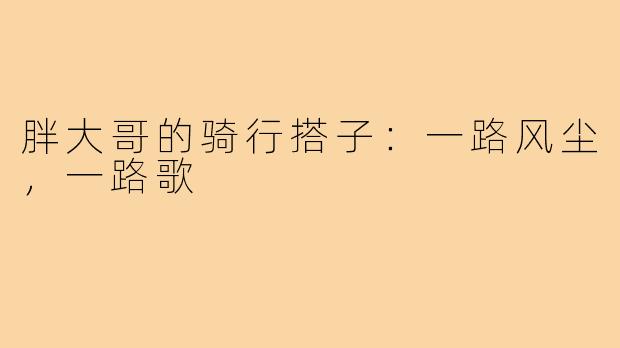 胖大哥的骑行搭子：一路风尘，一路歌