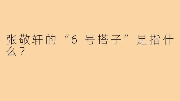 张敬轩的“6号搭子”是指什么？