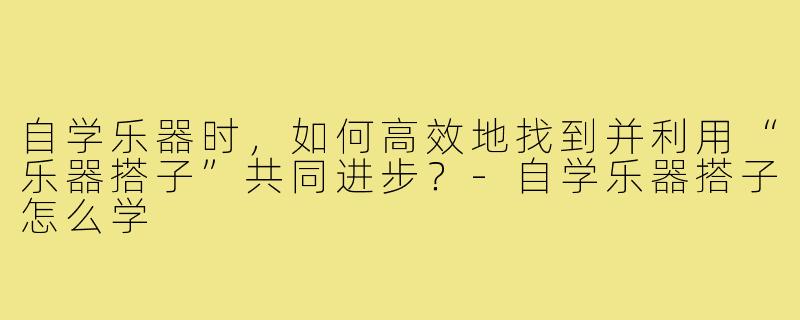 自学乐器时，如何高效地找到并利用“乐器搭子”共同进步？-自学乐器搭子怎么学