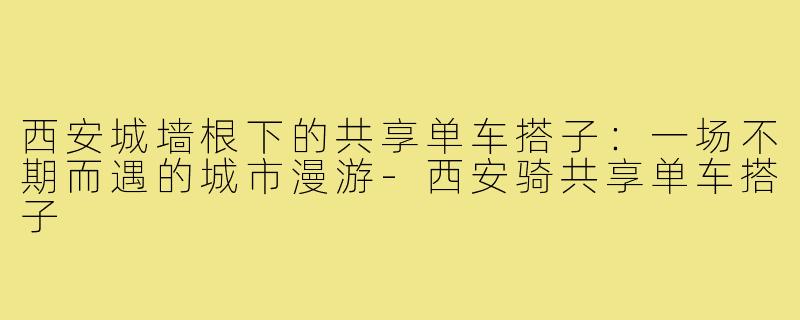 西安城墙根下的共享单车搭子：一场不期而遇的城市漫游-西安骑共享单车搭子