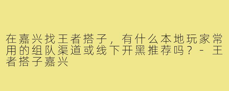 在嘉兴找王者搭子，有什么本地玩家常用的组队渠道或线下开黑推荐吗？-王者搭子嘉兴
