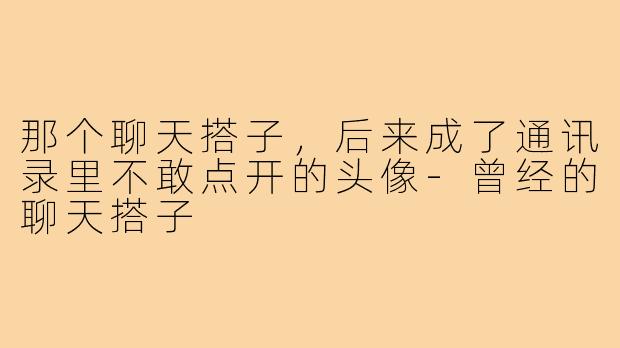 那个聊天搭子，后来成了通讯录里不敢点开的头像-曾经的聊天搭子