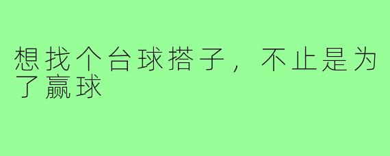 想找个台球搭子，不止是为了赢球