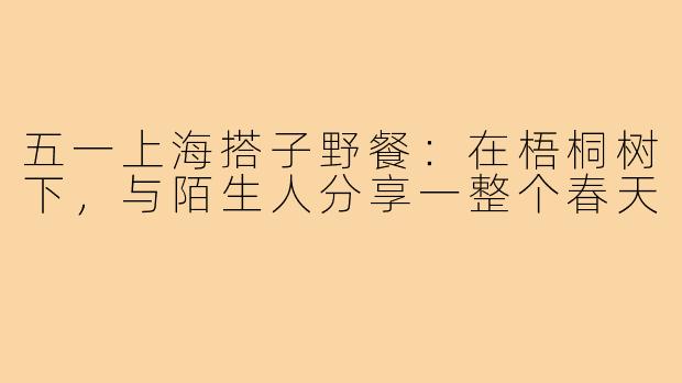五一上海搭子野餐:在梧桐树下,与陌生人分享一整个春天