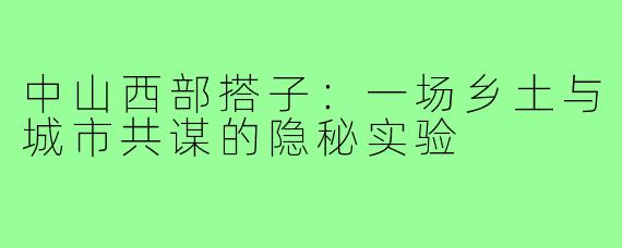 中山西部搭子：一场乡土与城市共谋的隐秘实验