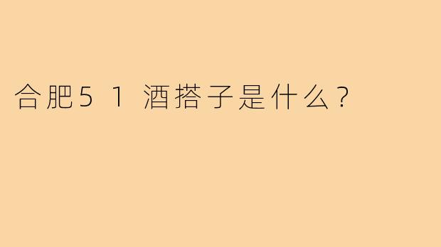 合肥51酒搭子是什么?