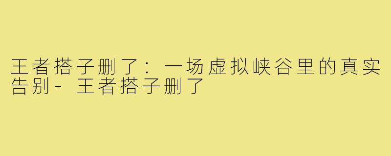 王者搭子删了:一场虚拟峡谷里的真实告别-王者搭子删了