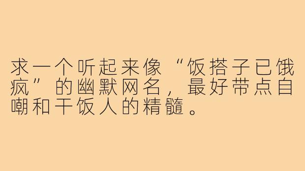 求一个听起来像“饭搭子已饿疯”的幽默网名,最好带点自嘲和干饭人的精髓。